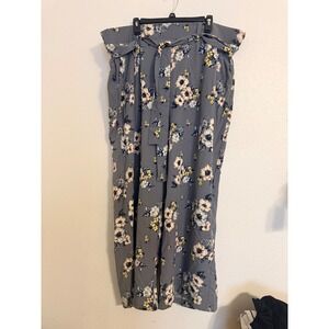 Torrid Womens Blue Floral Wide Leg Palazzo Pants Size 4 Plus High Rise Tie Waist